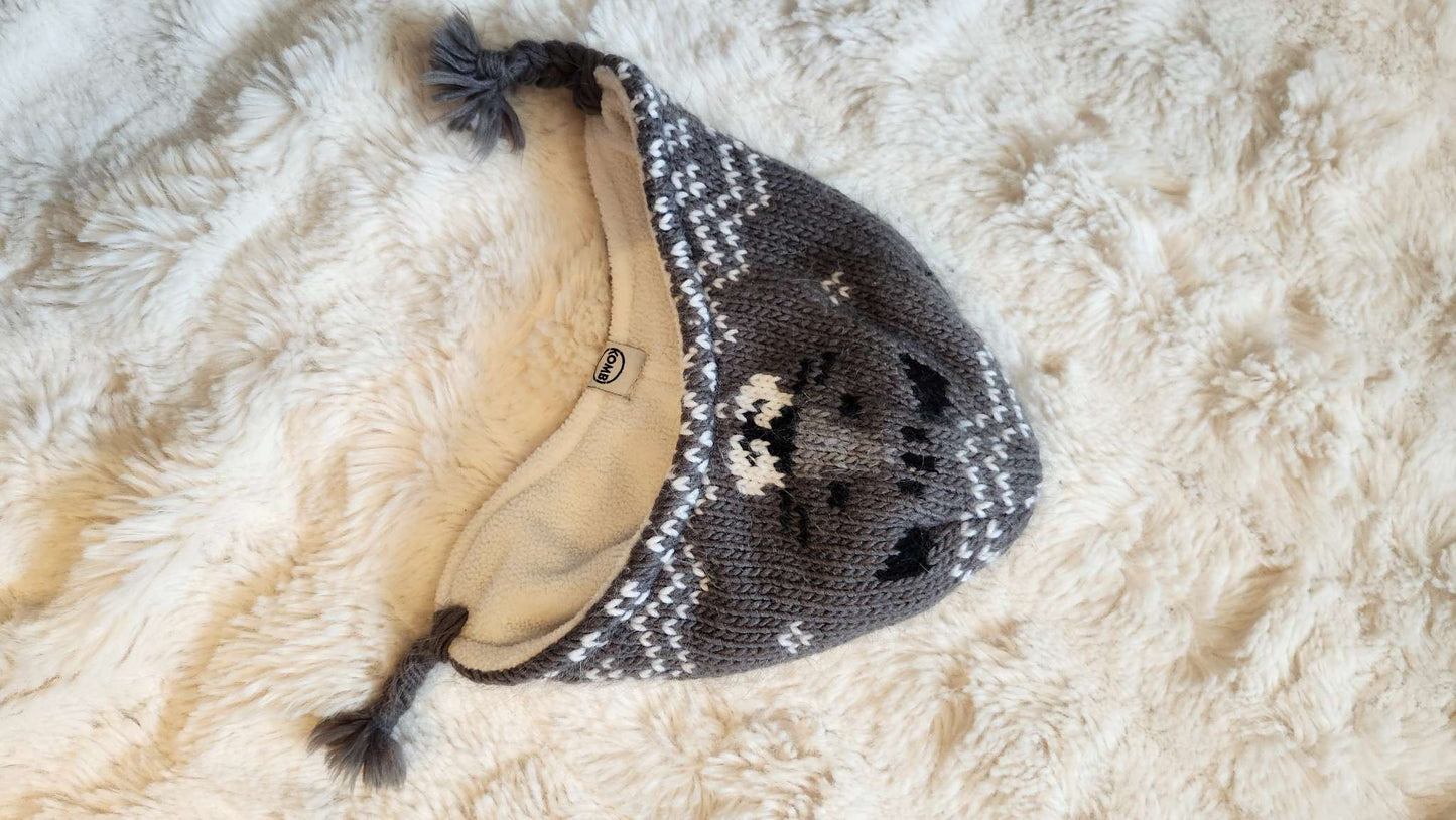 Baby winter hat gray white 6-12 months