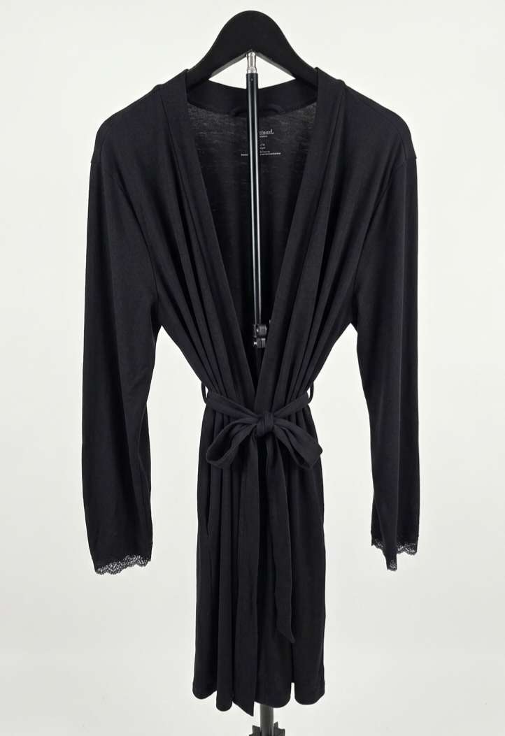 Motherhood Maternity - Black Robe with Lace Trim Sleeves, Maternity L (12-14)