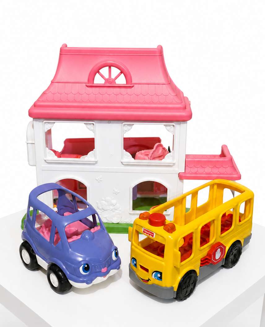 Little People House, Purple Lil' Movers SUV/Mini Van and School Bus
