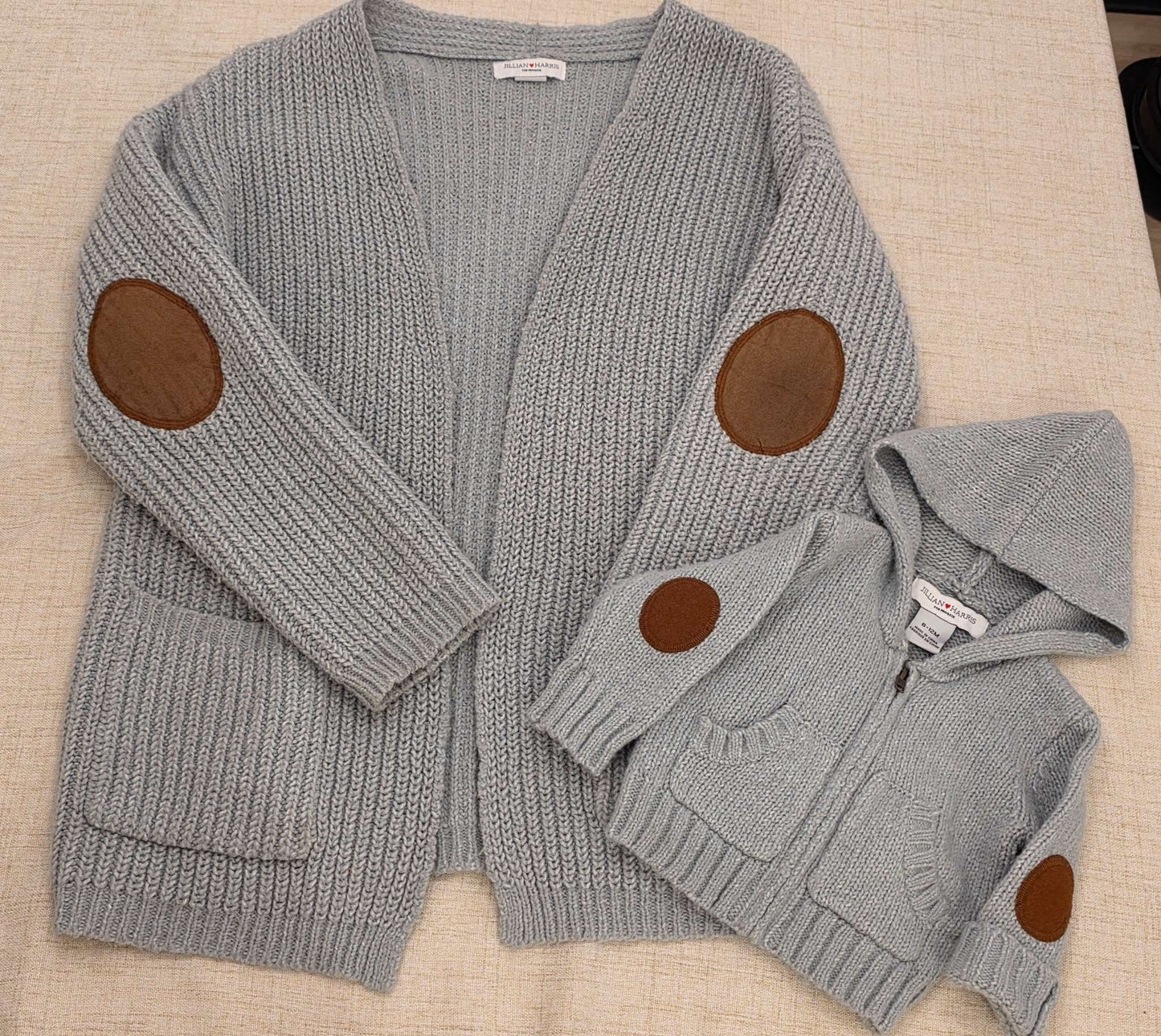 Jillian Harris x JH for Priv - Cardi Time Elbow Patch Knit Sweaters - Mommy and Baby, Kids 9 Month (6-9M)