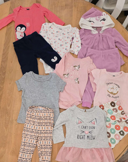 6 to 12 Month Clothing Bundle (Matching sets, onesies, tops and leggings ), Kids 12 Month (9-12M)