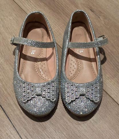 Girls Silver Sparkly Mary-Jane Flats - Size 10, Shoes 10 (Toddler:2-4yr)