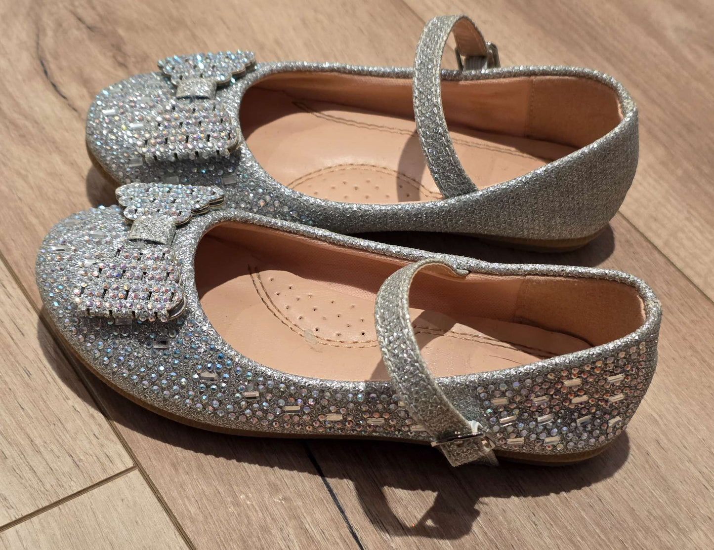 Girls Silver Sparkly Mary-Jane Flats - Size 10, Shoes 10 (Toddler:2-4yr)