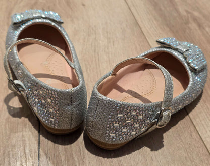 Girls Silver Sparkly Mary-Jane Flats - Size 10, Shoes 10 (Toddler:2-4yr)
