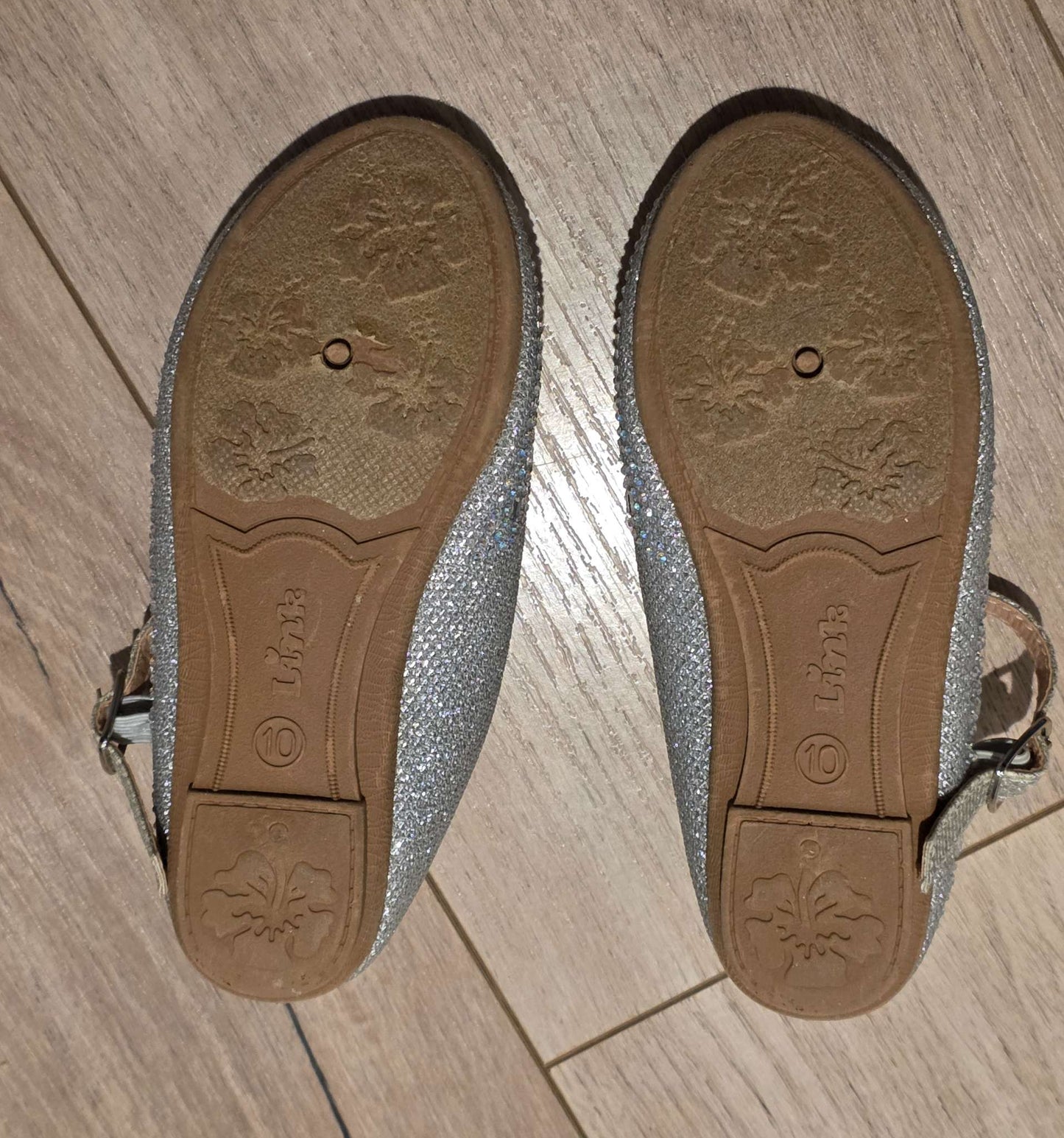 Girls Silver Sparkly Mary-Jane Flats - Size 10, Shoes 10 (Toddler:2-4yr)