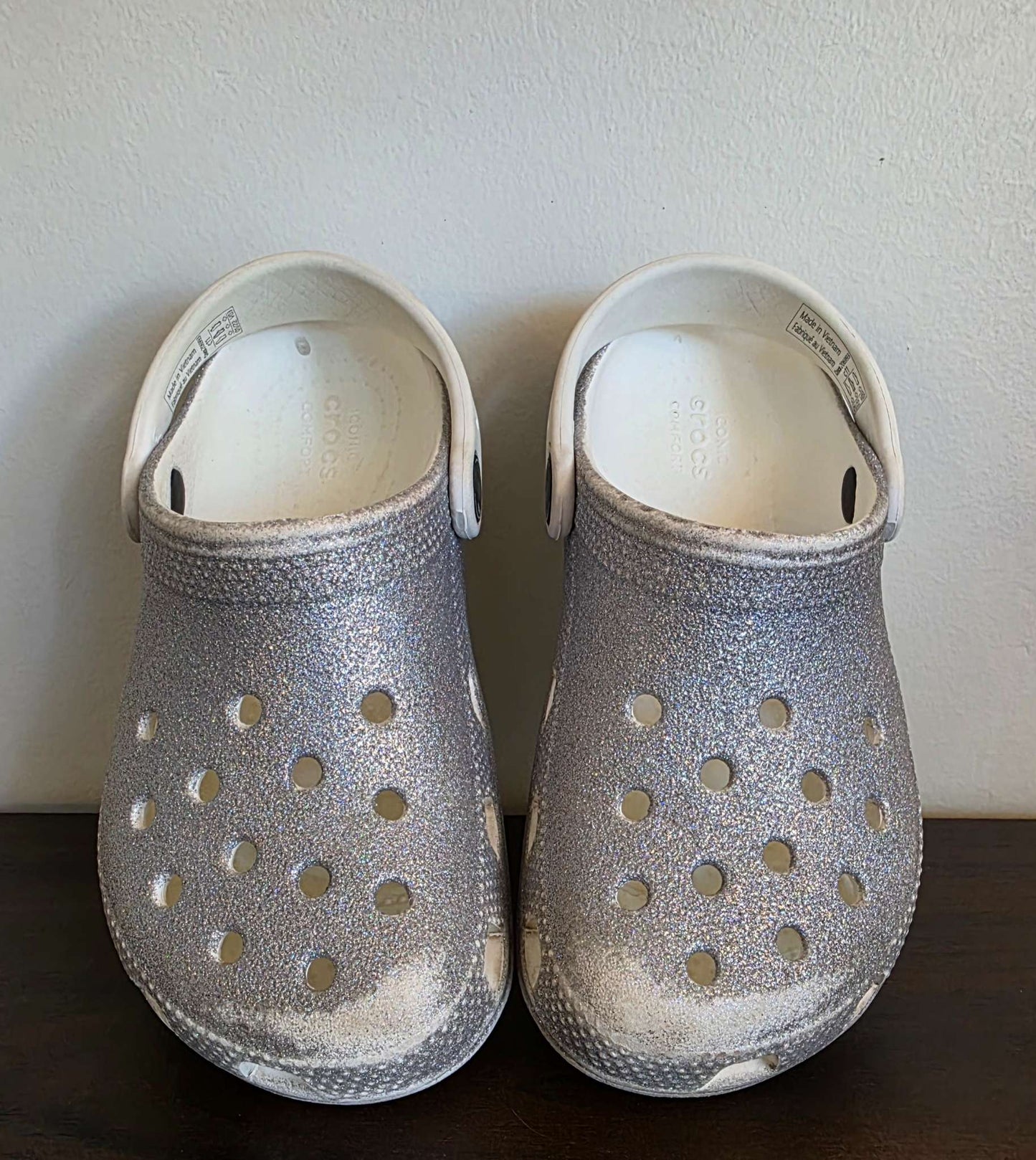 Silver Sparkly Crocs Size 11, Shoes 11 (Toddler:2-4yr)