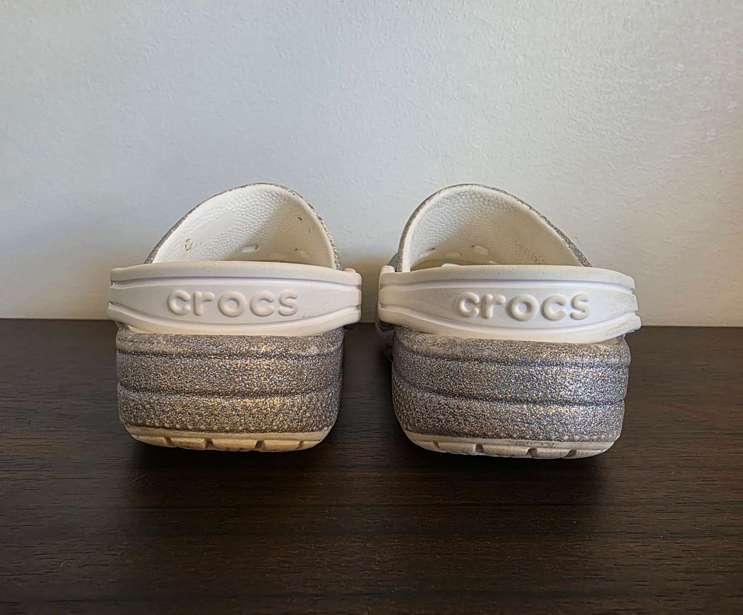 Silver Sparkly Crocs Size 11, Shoes 11 (Toddler:2-4yr)
