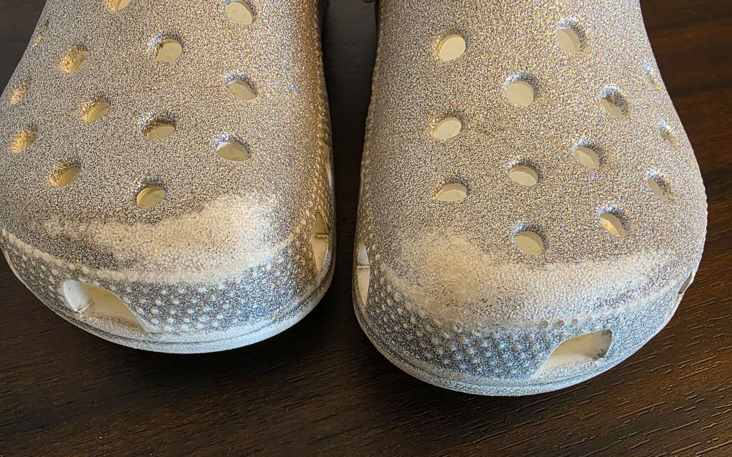 Silver Sparkly Crocs Size 11, Shoes 11 (Toddler:2-4yr)