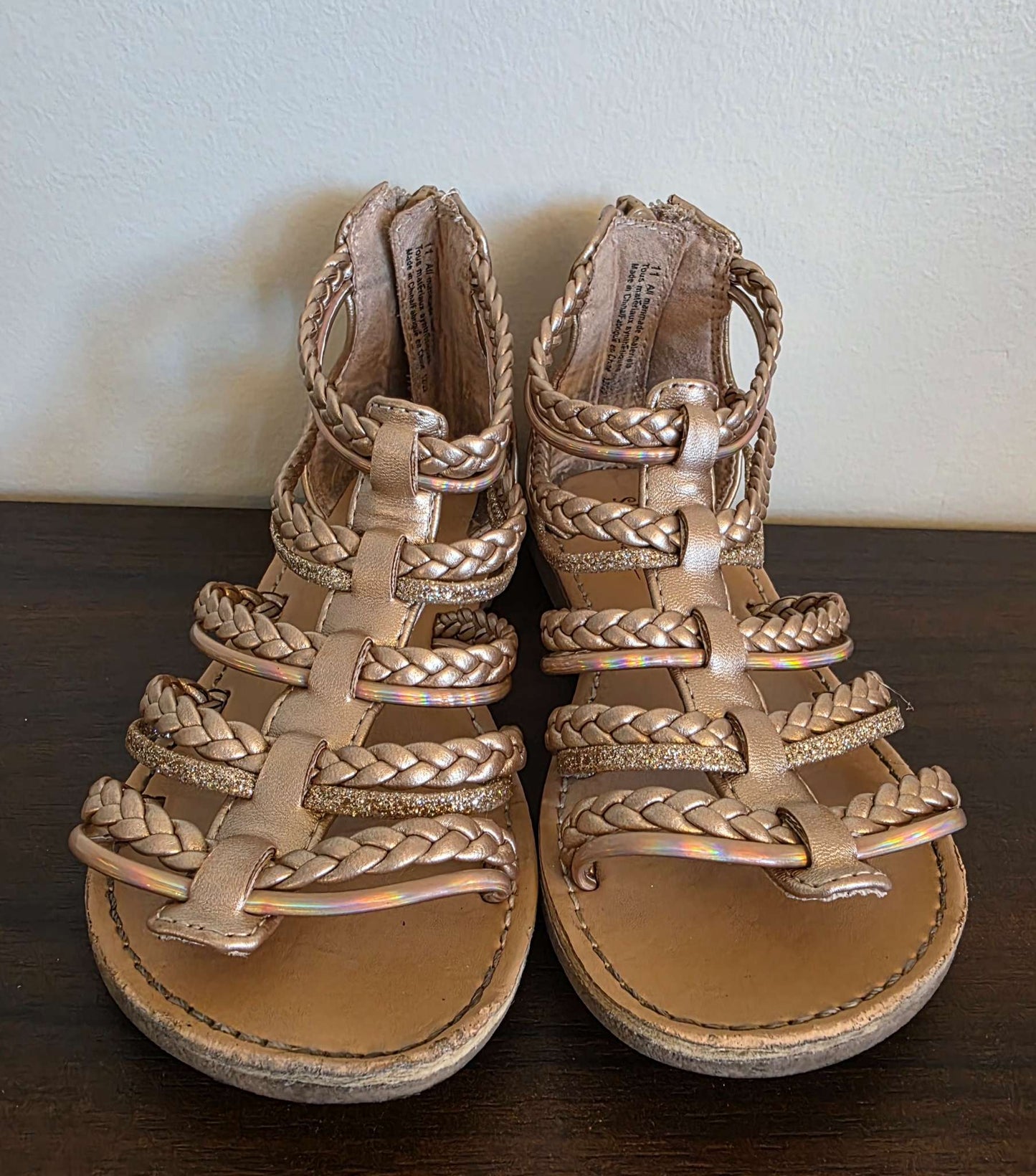 Girls Gladiator Sandals,  Rose Gold, Size 11, Shoes 11 (Toddler:2-4yr)