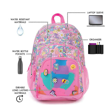 Jetstream Multi-Compartment School Backpack with Laptop Pocket & Charms - MSRP $39.99