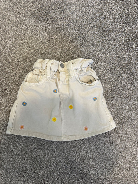 Zara Floral Denim Skirt 4 Year, Kids 4/4T