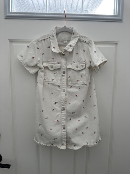 Zara white denim dress with flowers 6Y, Kids 6/6X