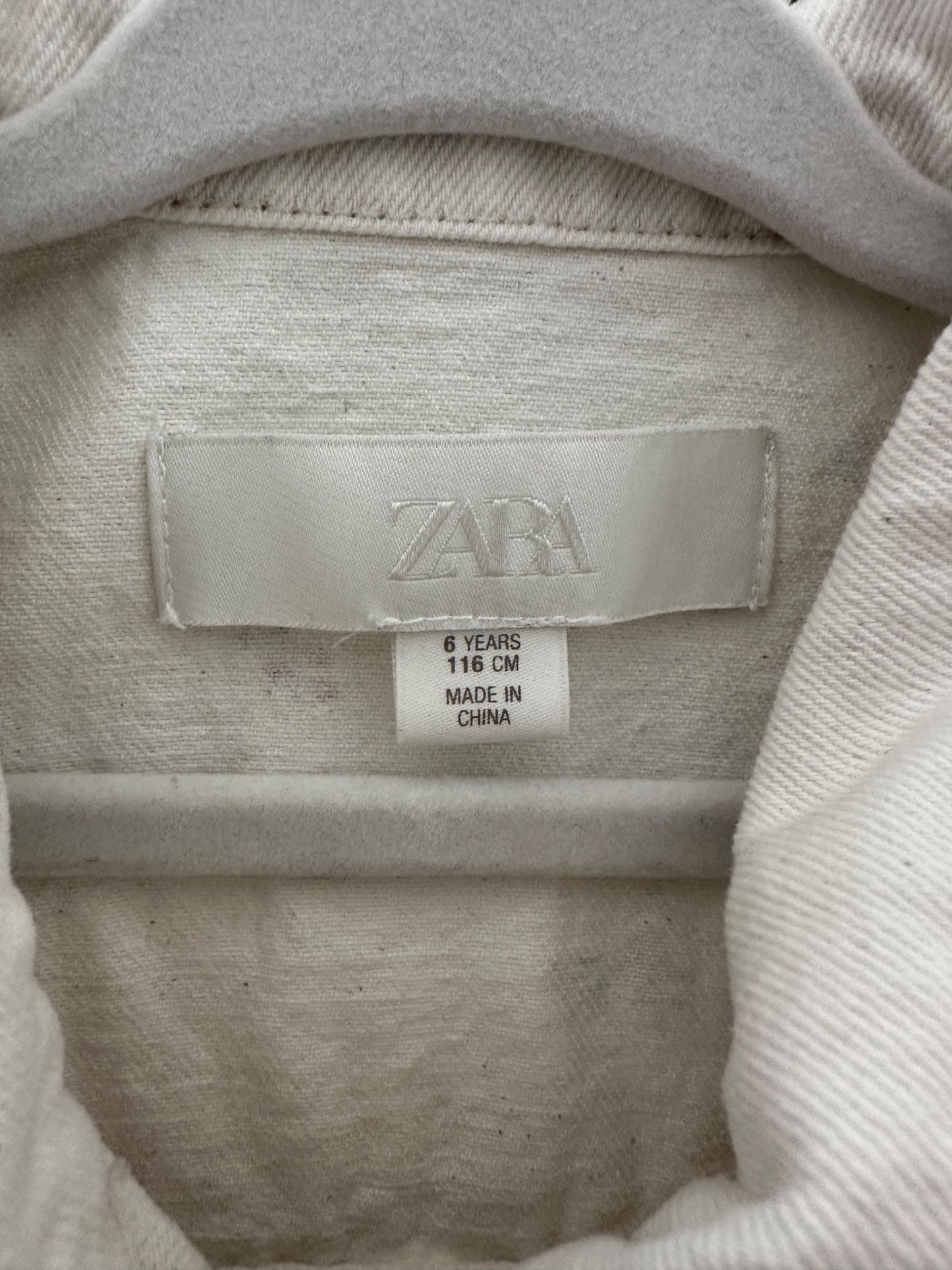 Zara white denim dress with flowers 6Y, Kids 6/6X