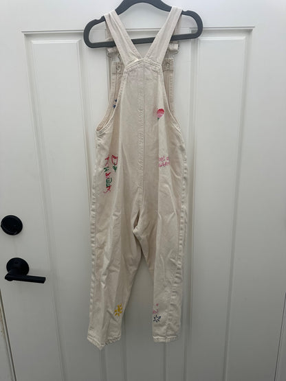 Zara white embroidered overalls 6Y , Kids 6/6X