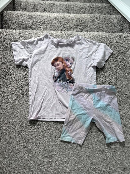 H&M frozen set tee &shorts 5-6Y, Kids 5/5T