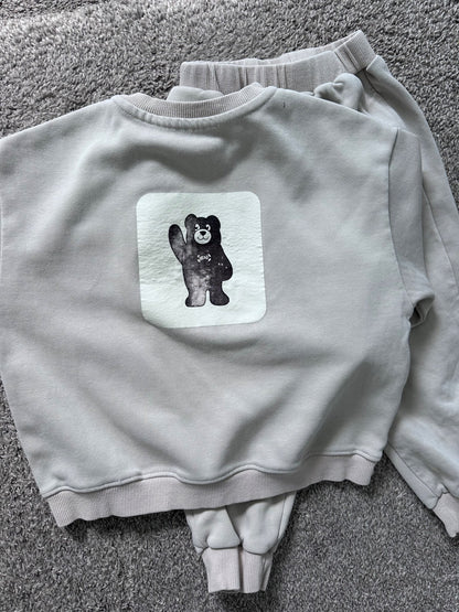 Beige bear sweat suit set 5 yr , Kids 5/5T
