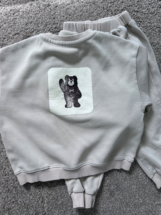 Beige bear sweat suit set 5 yr , Kids 5/5T