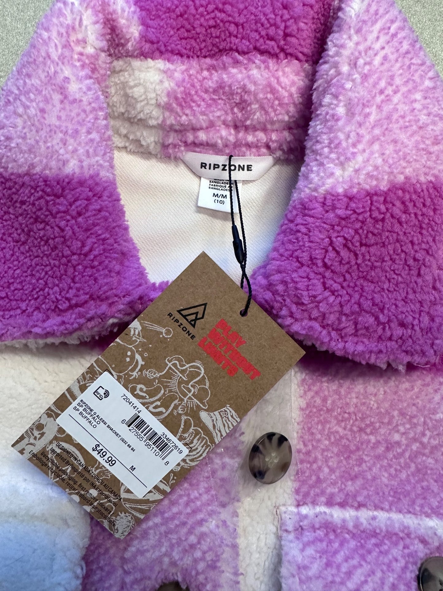 Pink Sherpa plaid shirt jacket , Kids 8
