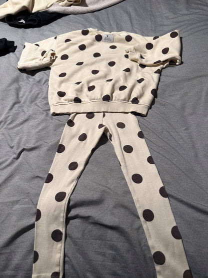 Zara cream and brown polka dot set 6Y, Kids 6/6X