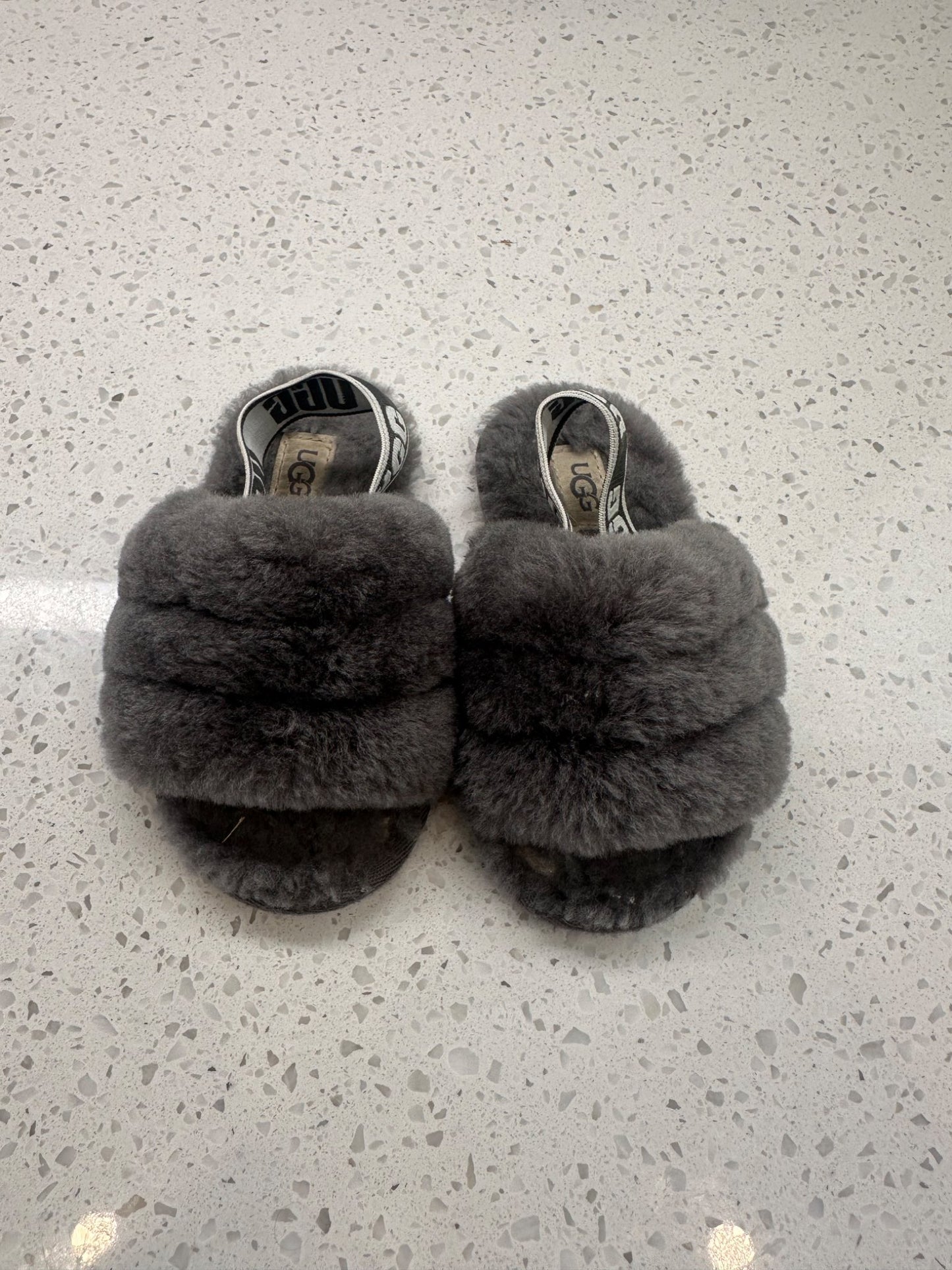 UGG Grey Furry Sldes