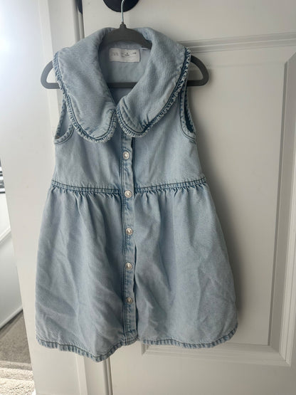 Zara Light Blue Denim Dress  5Y, Kids 5/5T (extra small)