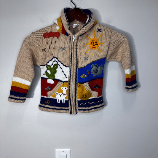 Size 4 Wool Knit Full Zip sweater , Kids 4/4T
