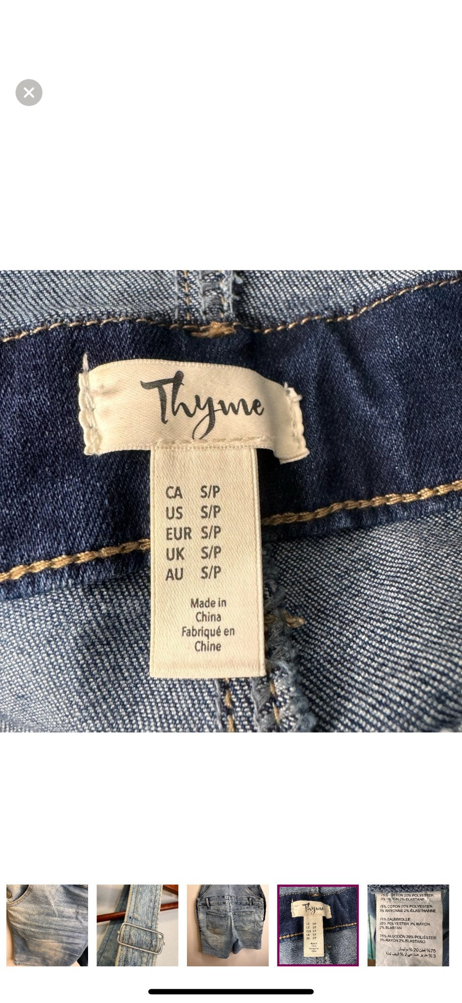 Thyme Maternity Blue Denim Shortalls Size Small, Maternity S (4-6)