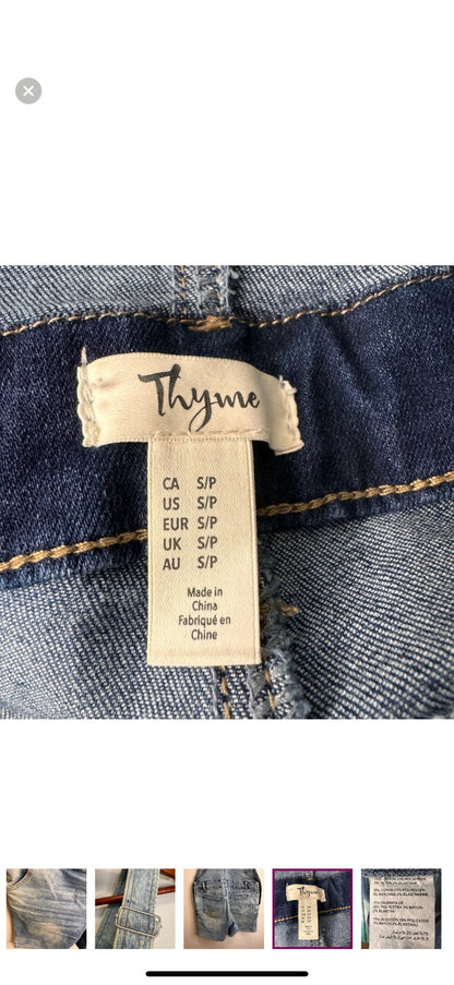 Thyme Maternity Blue Denim Shortalls Size Small, Maternity S (4-6)