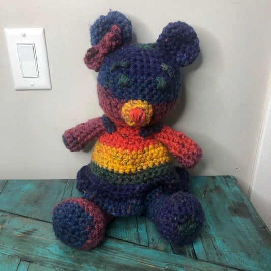 Knit Rainbow Teddy Bear