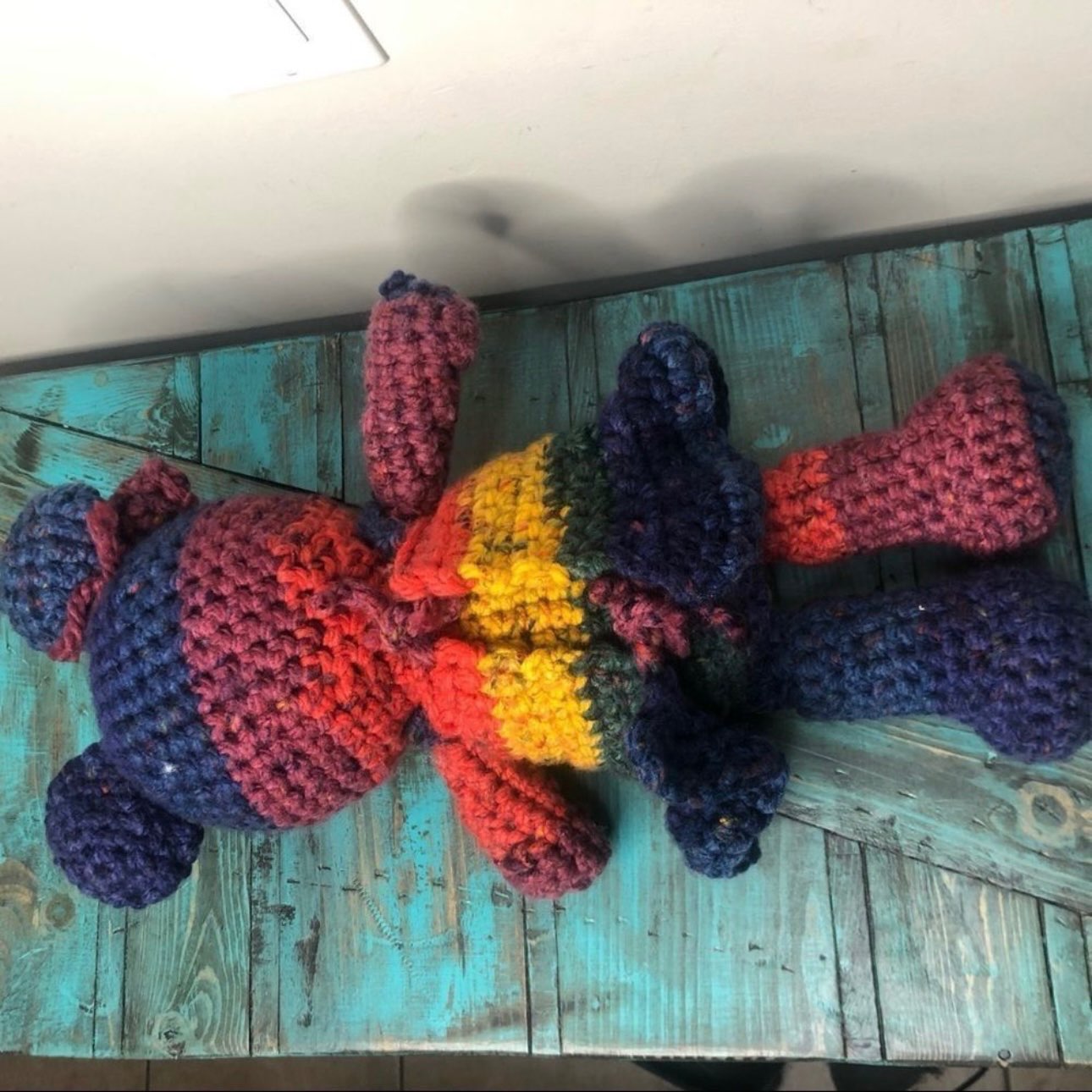 Knit Rainbow Teddy Bear