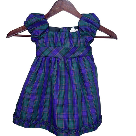 Chaps Plaid Purple & Green Dress Size 9m, Kids 9 Month (6-9M)