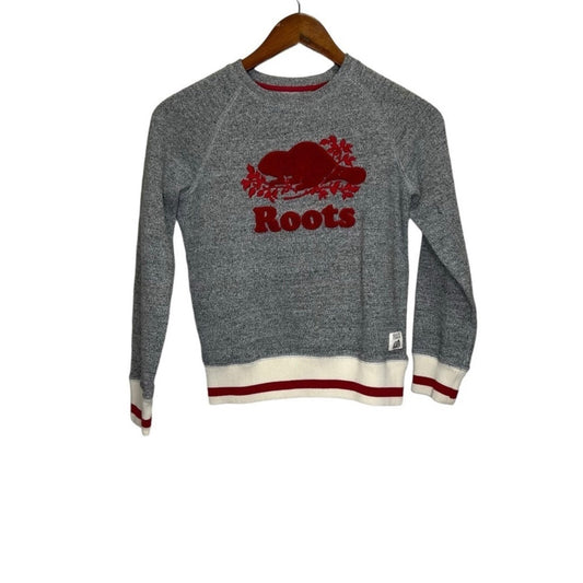 Roots Cabin Grey Salt & Pepper Crewneck Sweatshirt Size Large, Kids 10 (medium)