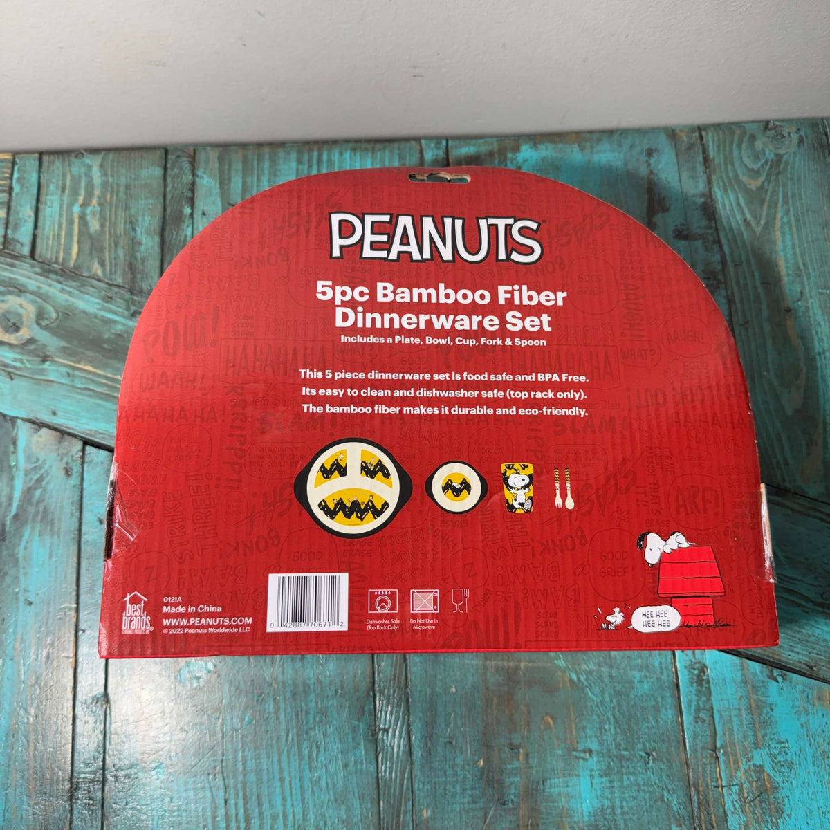 NEW Peanuts 5pc Bamboo Fiber Dinnerware Set