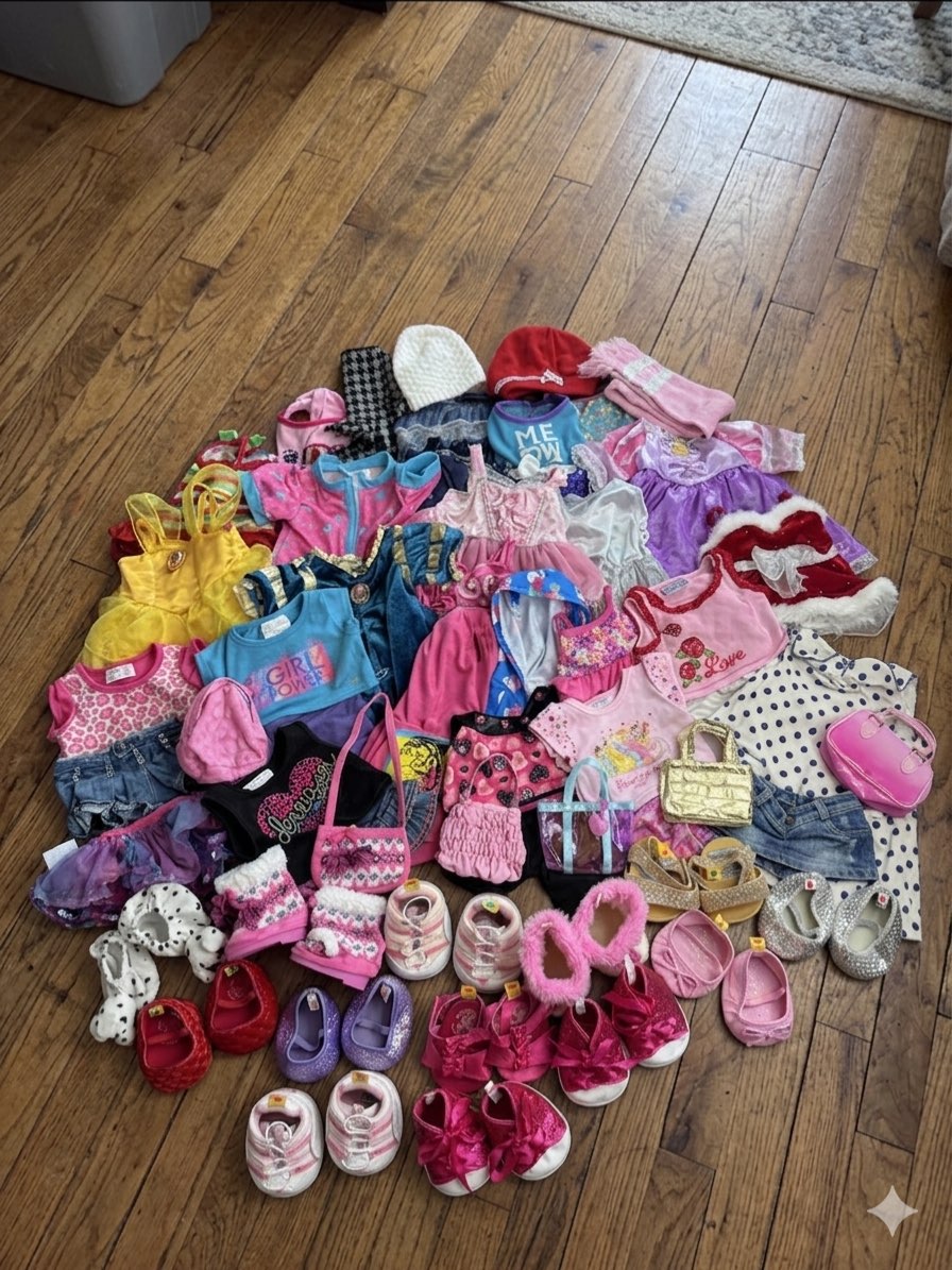54 Piece Clothing Lot of Build a Bear Outfits and Accessories