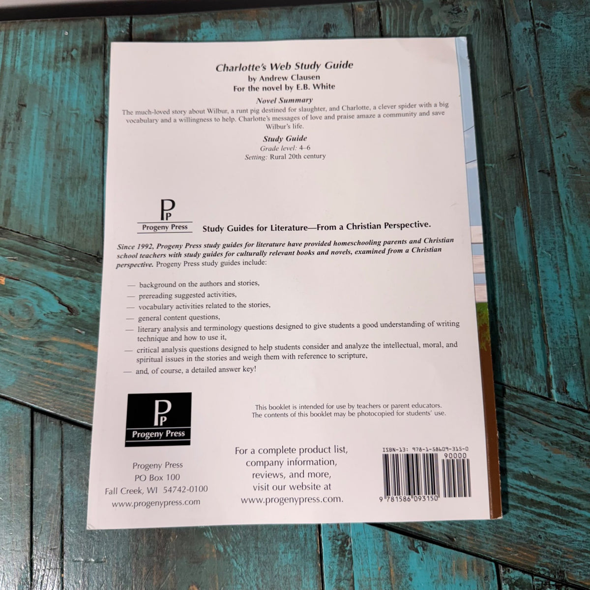 NEW Grades 4-6 Charlottes Web Study Guide retails $36