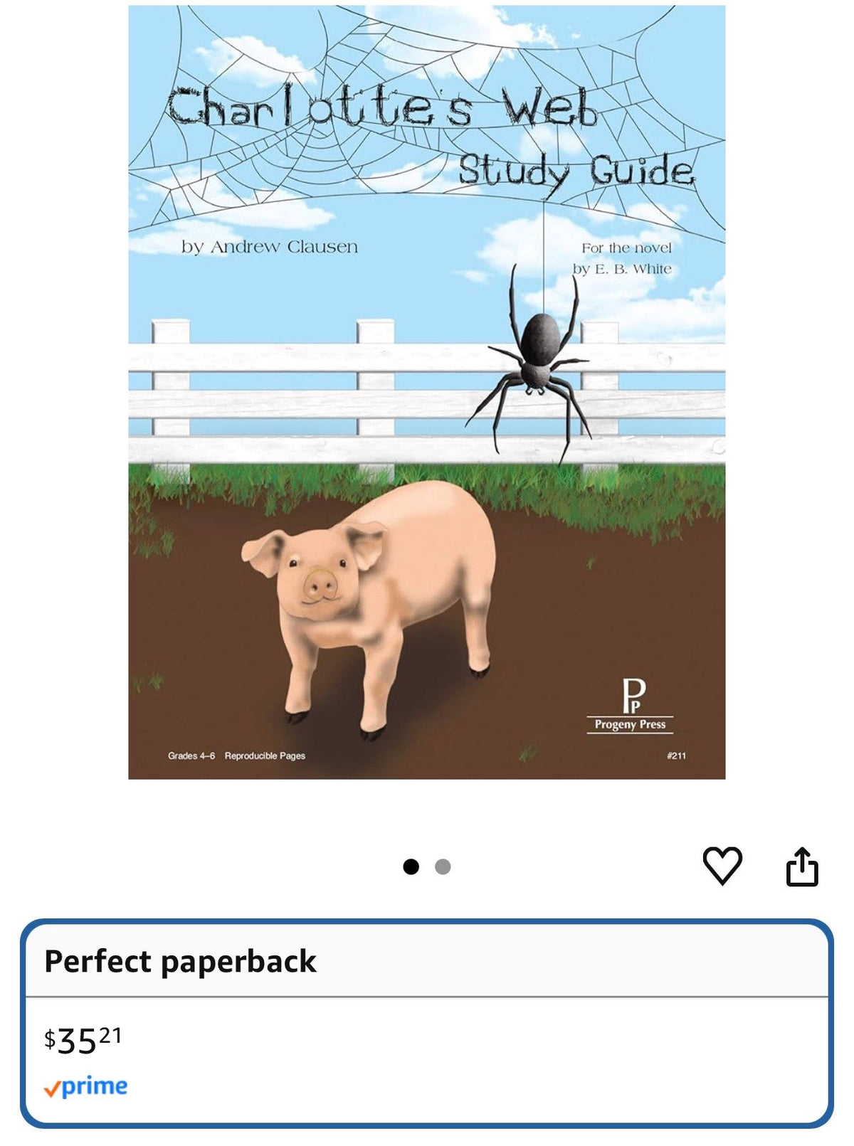 NEW Grades 4-6 Charlottes Web Study Guide retails $36