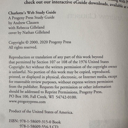NEW Grades 4-6 Charlottes Web Study Guide retails $36