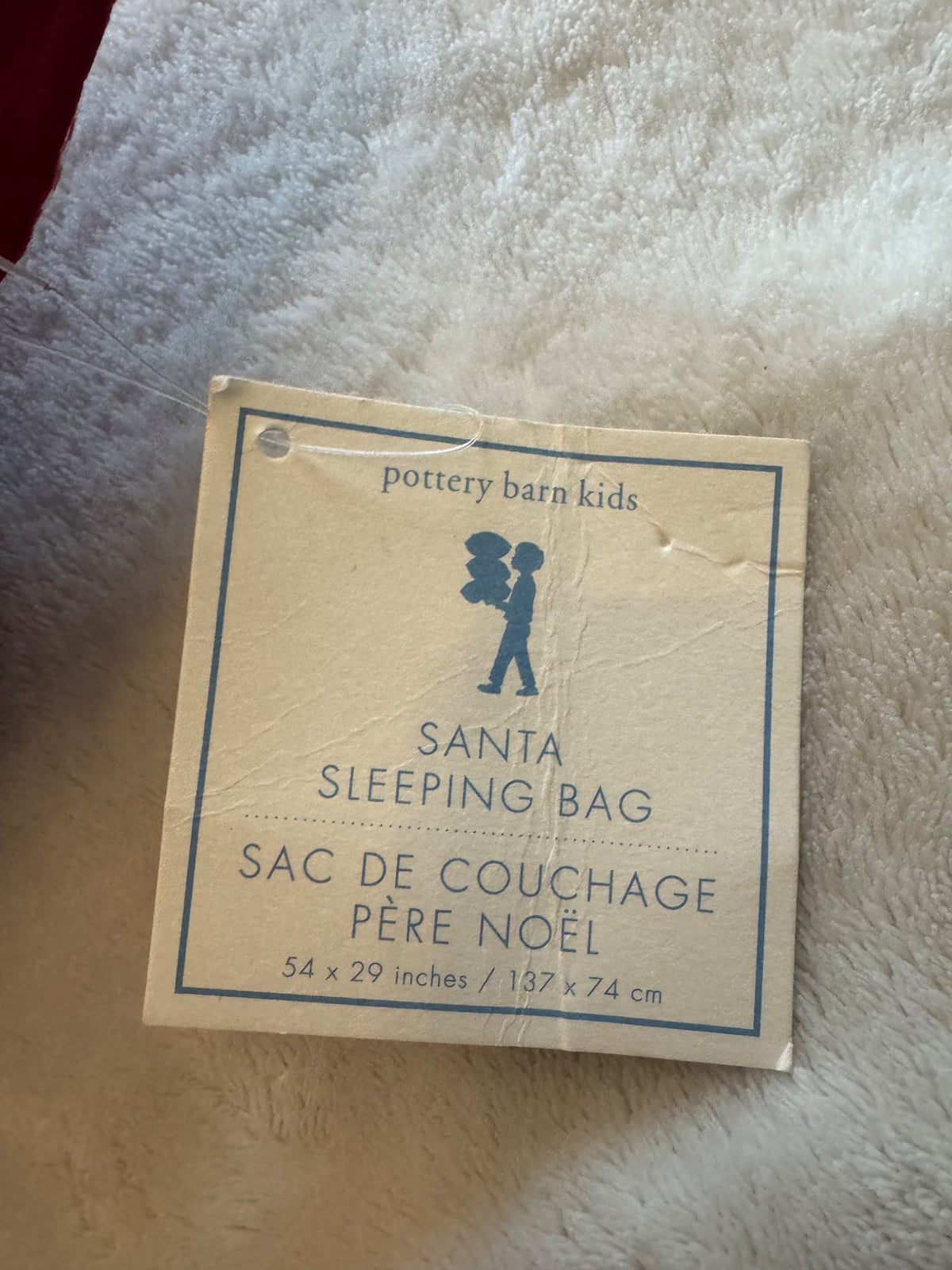 NEW Pottery Barn Kids Santa Sleeping bag Retails $179