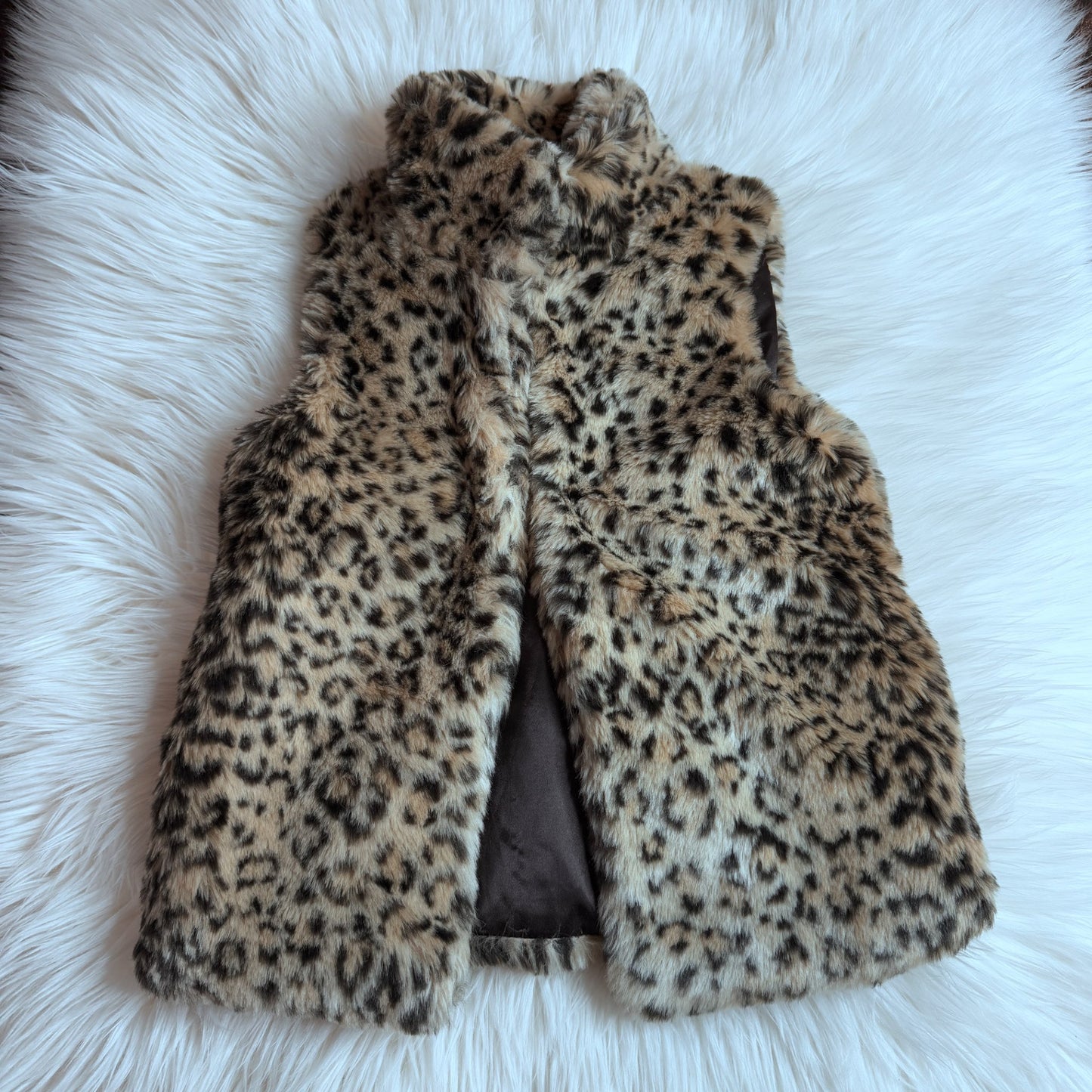 Size 5 Joe Fresh Leopard Print Faux Fur Vest, Kids 5/5T (extra small)