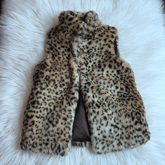 Size 5 Joe Fresh Leopard Print Faux Fur Vest, Kids 5/5T (extra small)