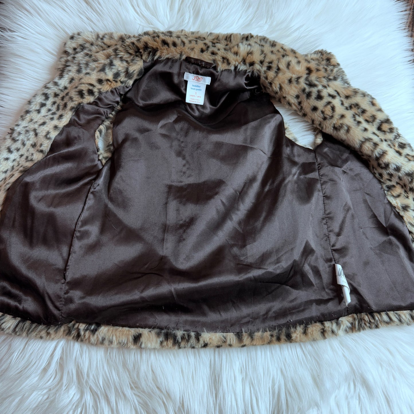 Size 5 Joe Fresh Leopard Print Faux Fur Vest, Kids 5/5T (extra small)