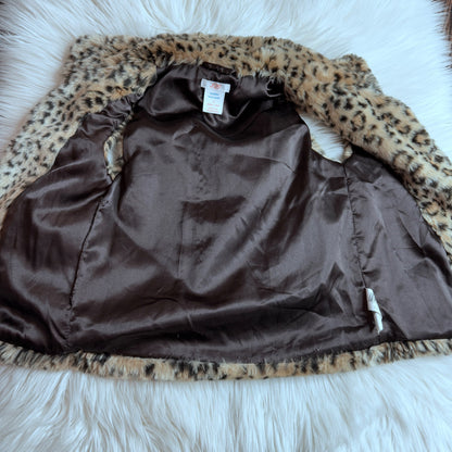 Size 5 Joe Fresh Leopard Print Faux Fur Vest, Kids 5/5T (extra small)
