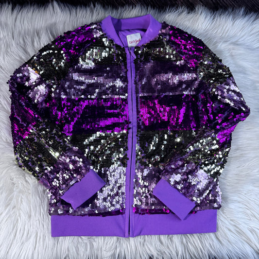 Cat & Jack Pink & Purple Sequin Full Zip Jacket , Kids 10 (medium)