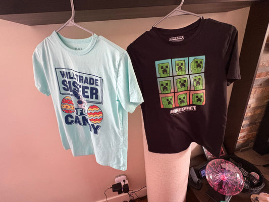 Minecraft and funny Easter t-shirt bundle, Kids 14
