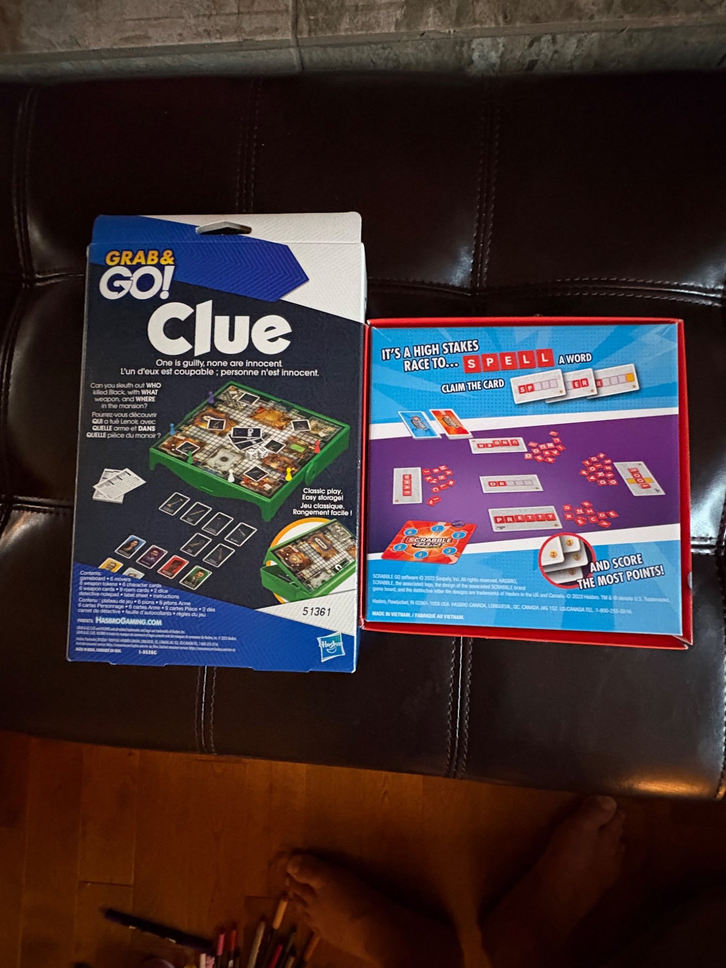 Travel board games by Hasbro