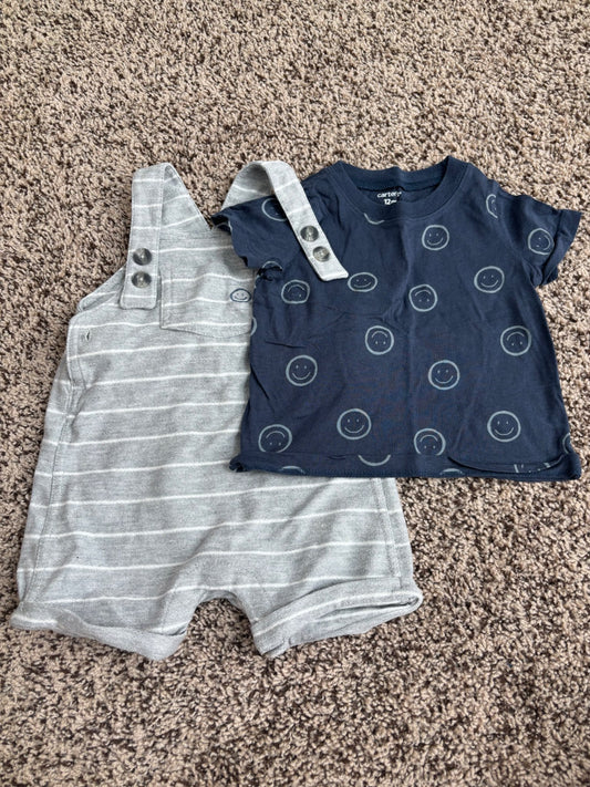 12 month Carters boy overalls and t-shirt , Kids 12 Month (9-12M)