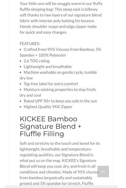 Kickee Pants Bamboo sleep sack , 0-6 Months (Small)