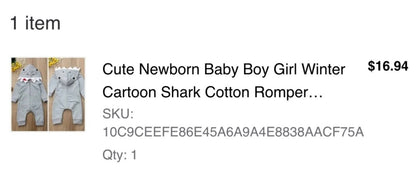 NB baby shark onesie costume
