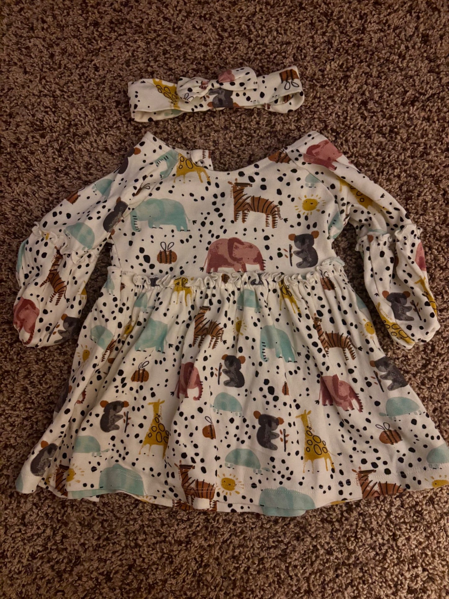 9-12 month zoo dress with bow , Kids 12 Month (9-12M)