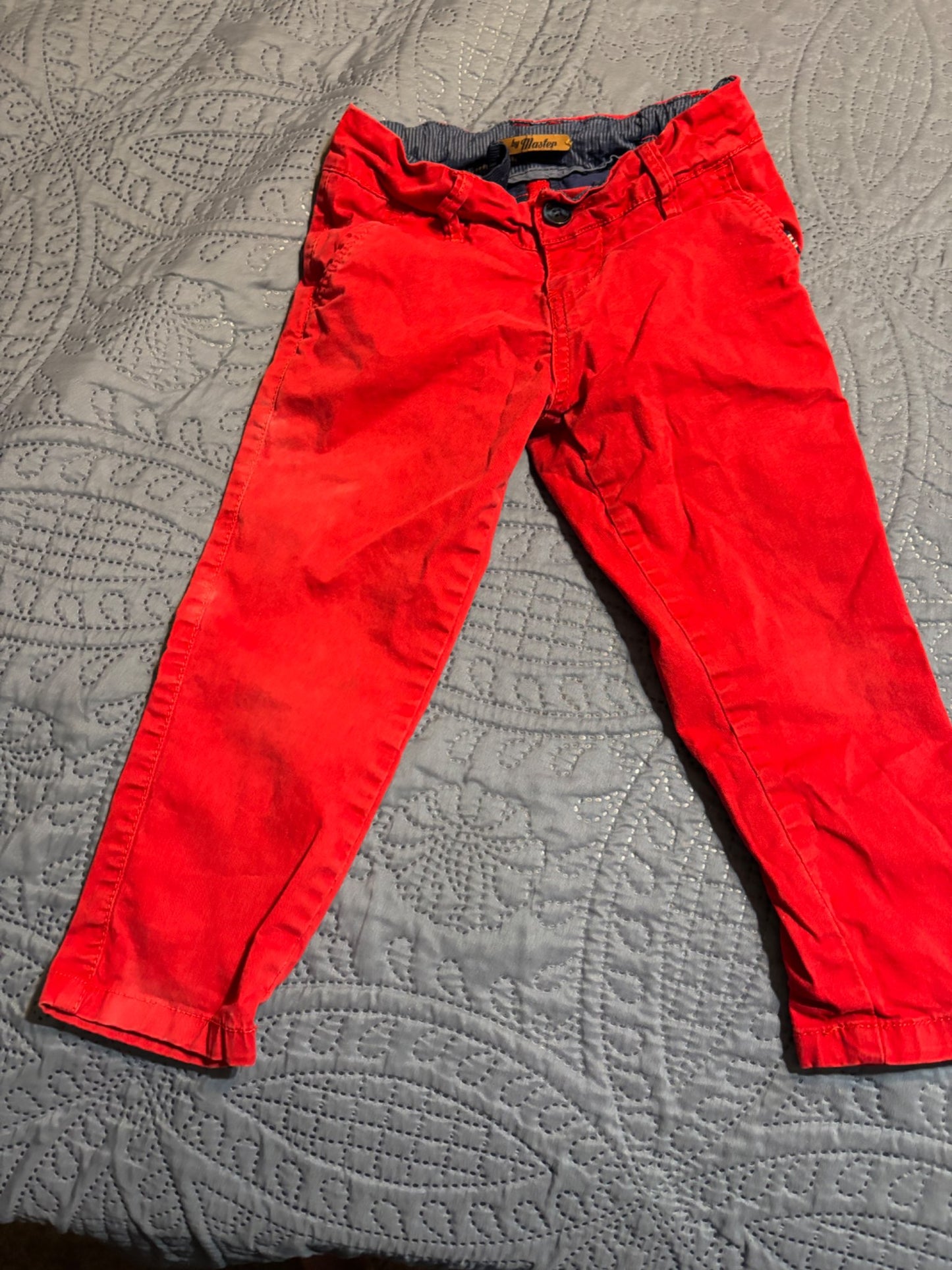 Red Pants with Adjustable Waistband, Kids 4/4T